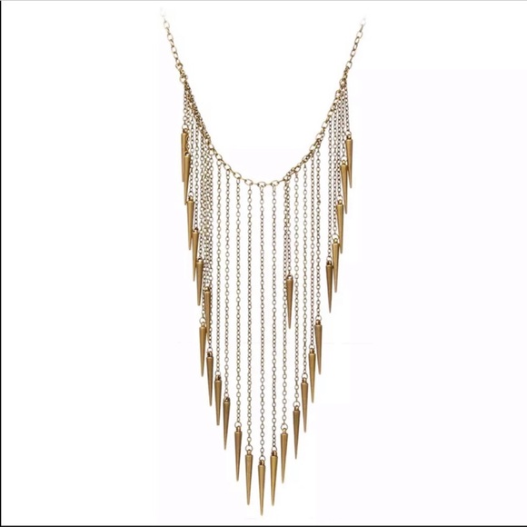 NEW BRASS FRINGE STATEMENT NECKLACE - Picture 2 of 3
